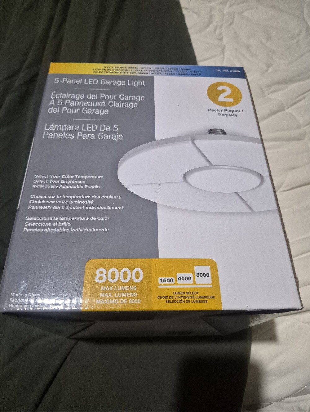 5-Panel LED Garage Light - 2 Lights Included, Sealed NWT